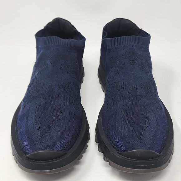 ETRO Knit Sneakers Men 10 Blue Jacquard Pattern, Sock Style Low Top Made Italy - Picture 4 of 13